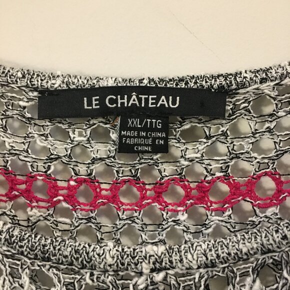 le chateau Grey, Navy and Pink Crochet Tunic Length Slip Over Top - Picture 5 of 11